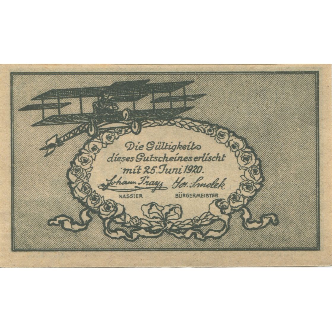 Biljet, Oostenrijk, Fischamend, 50 Heller, château 1920-06-25, SPL Mehl:FS 202