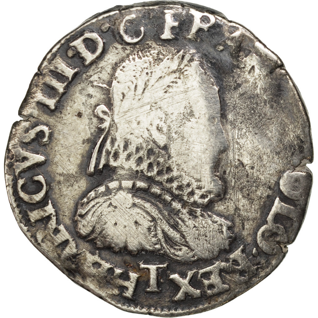 FRANCE, Teston, 1575, Nantes, VF(20-25), Silver, Sombart #4654, 9.28