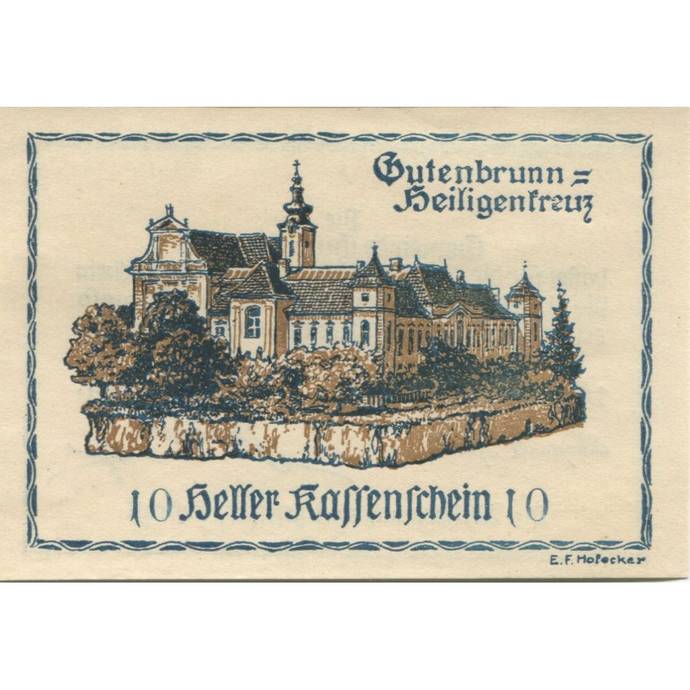 Geldschein, Österreich, Gutenbrunn, 10 Heller, château 1, 1920 UNZ- Mehl:FS 316