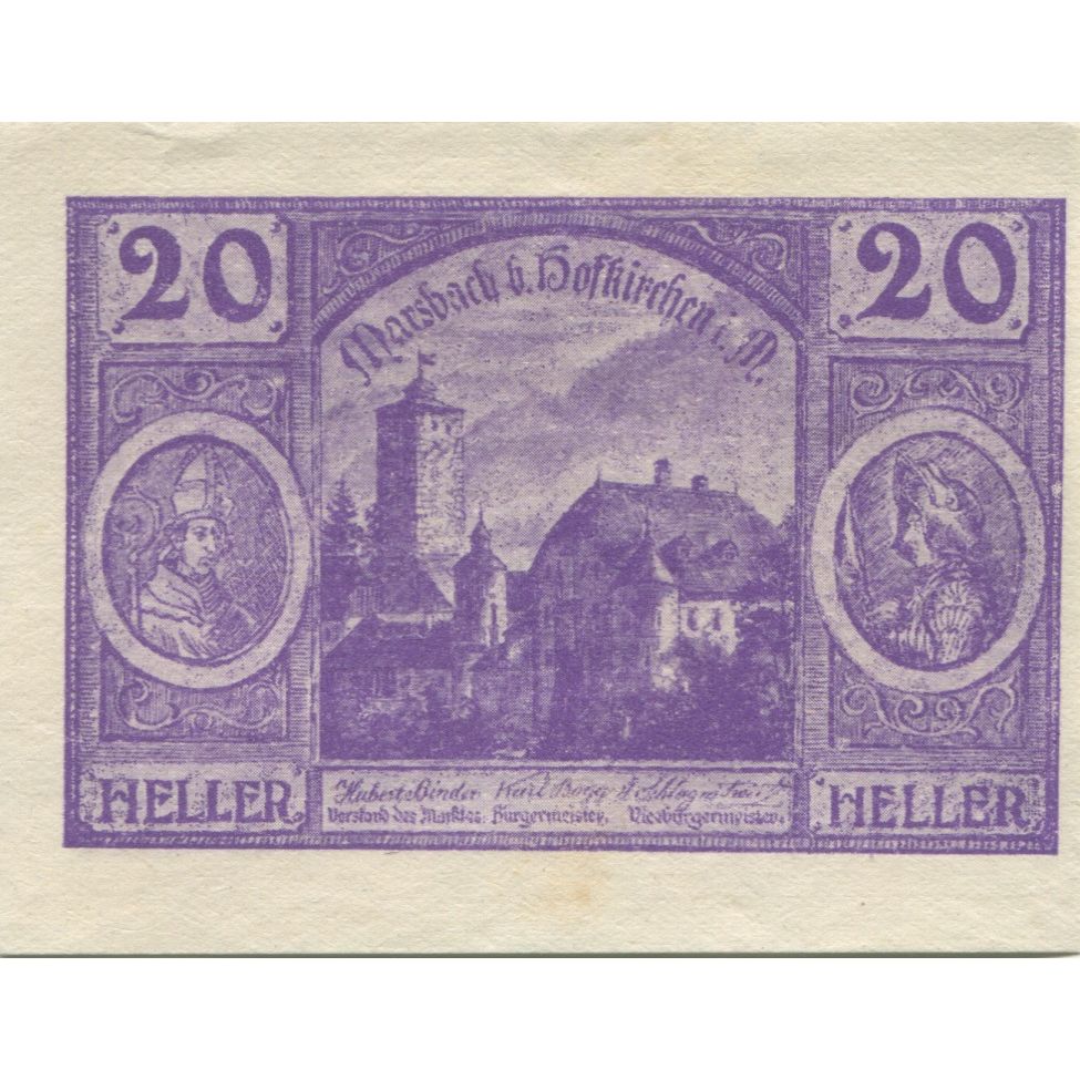 Biljet, Oostenrijk, Hofkirchen, 20 Heller, Eglise, 1920, SPL, Mehl:FS 386