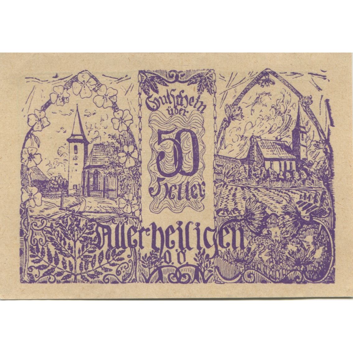Banknote, Austria, Allerheiligen, 50 Heller, Eglise, 1920 UNC(63) Mehl:FS 21b