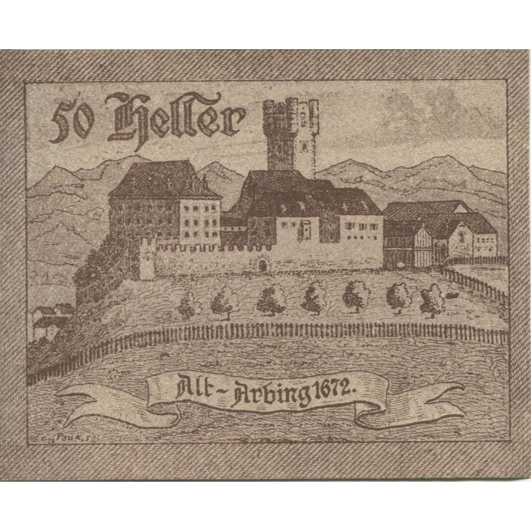 Billet, Autriche, Arbing, 50 Heller, château 1920-12-31, SPL, Mehl:FS 49a