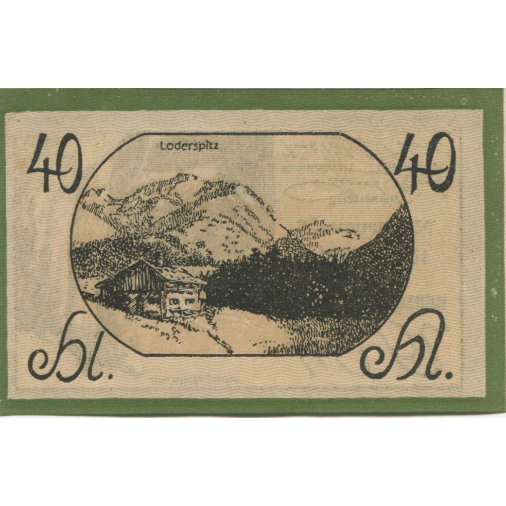 Billet, Autriche, Fieberbrunn, 40 Heller, montagne, 1921 SPL Mehl:FS 200Ic
