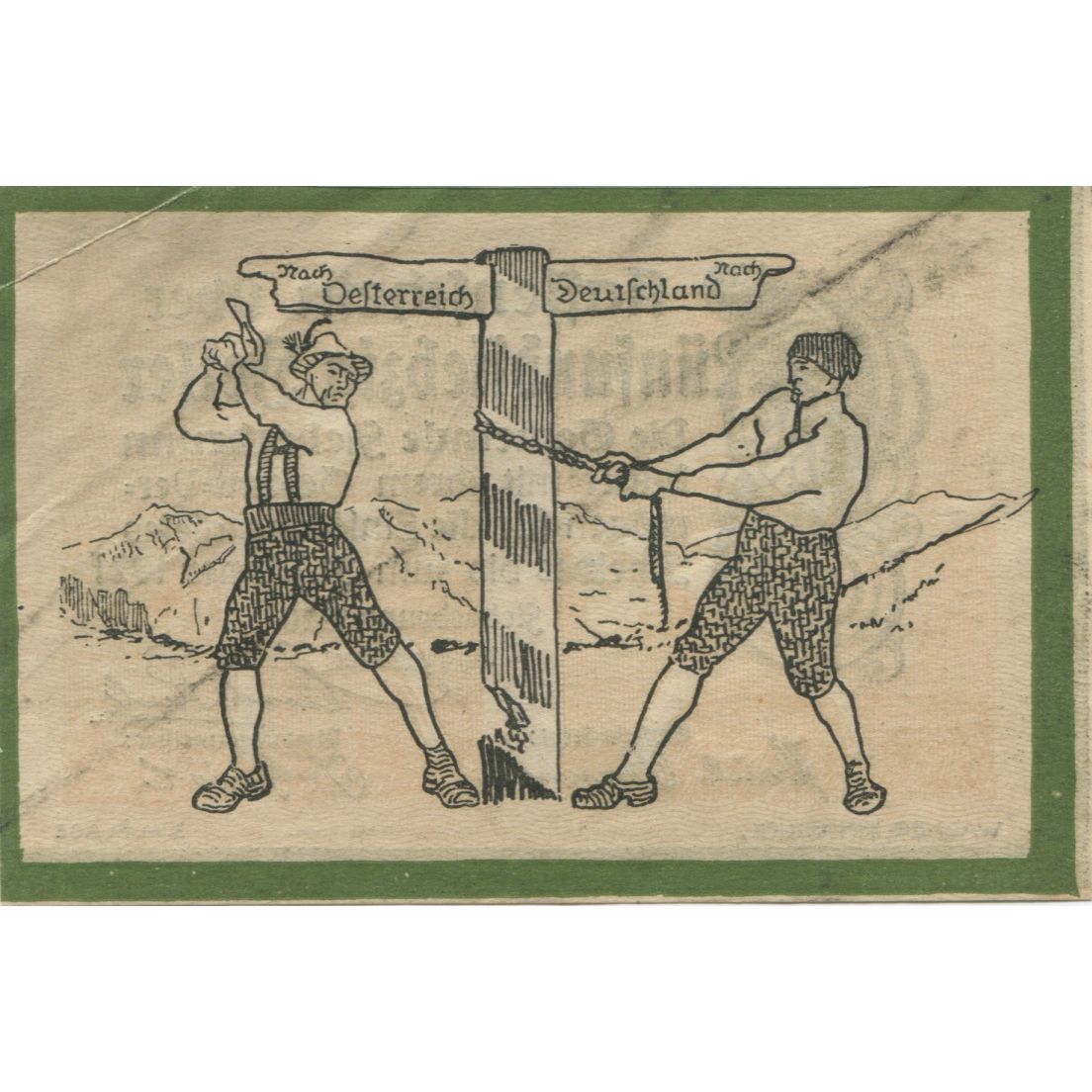 Biljet, Oostenrijk, Fieberbrunn, 75 Heller, personnage, 1921 SPL Mehl:FS 200Ic