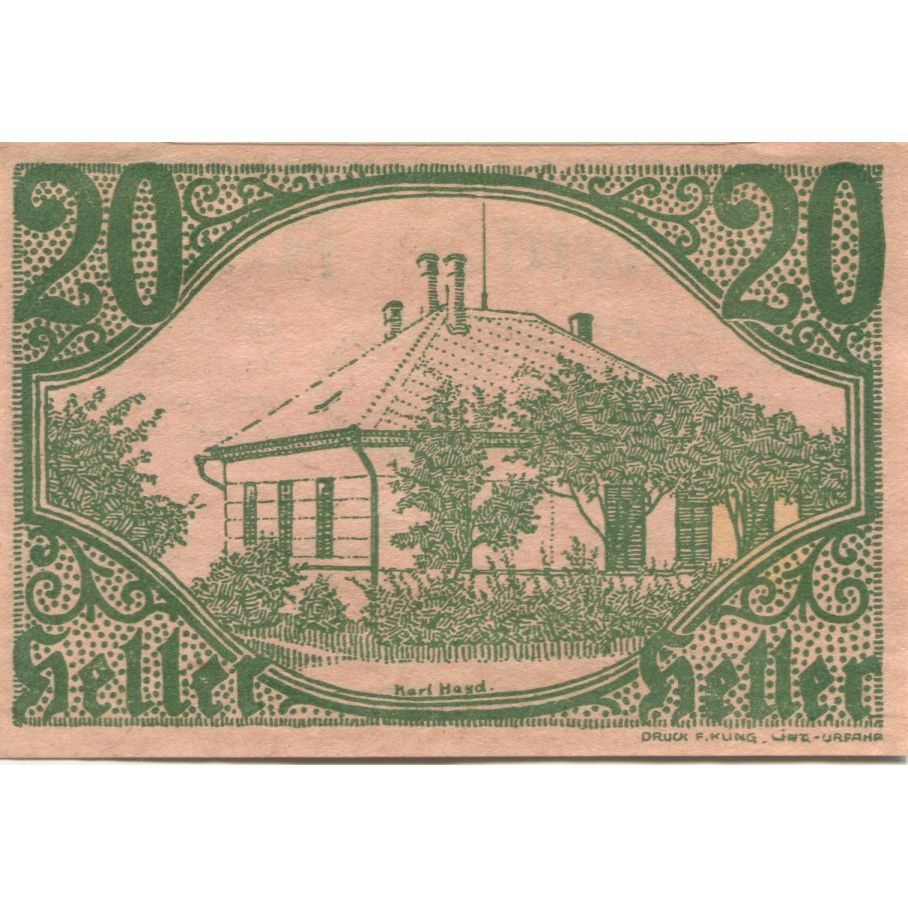 Billet, Autriche, Altaist, 20 Heller, Maison 1920-12-31, SPL Mehl:FS 23b1