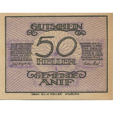 Banknote, Austria, Anif, 50 Heller, porte 1920-12-15, UNC(63), Mehl:FS 43a
