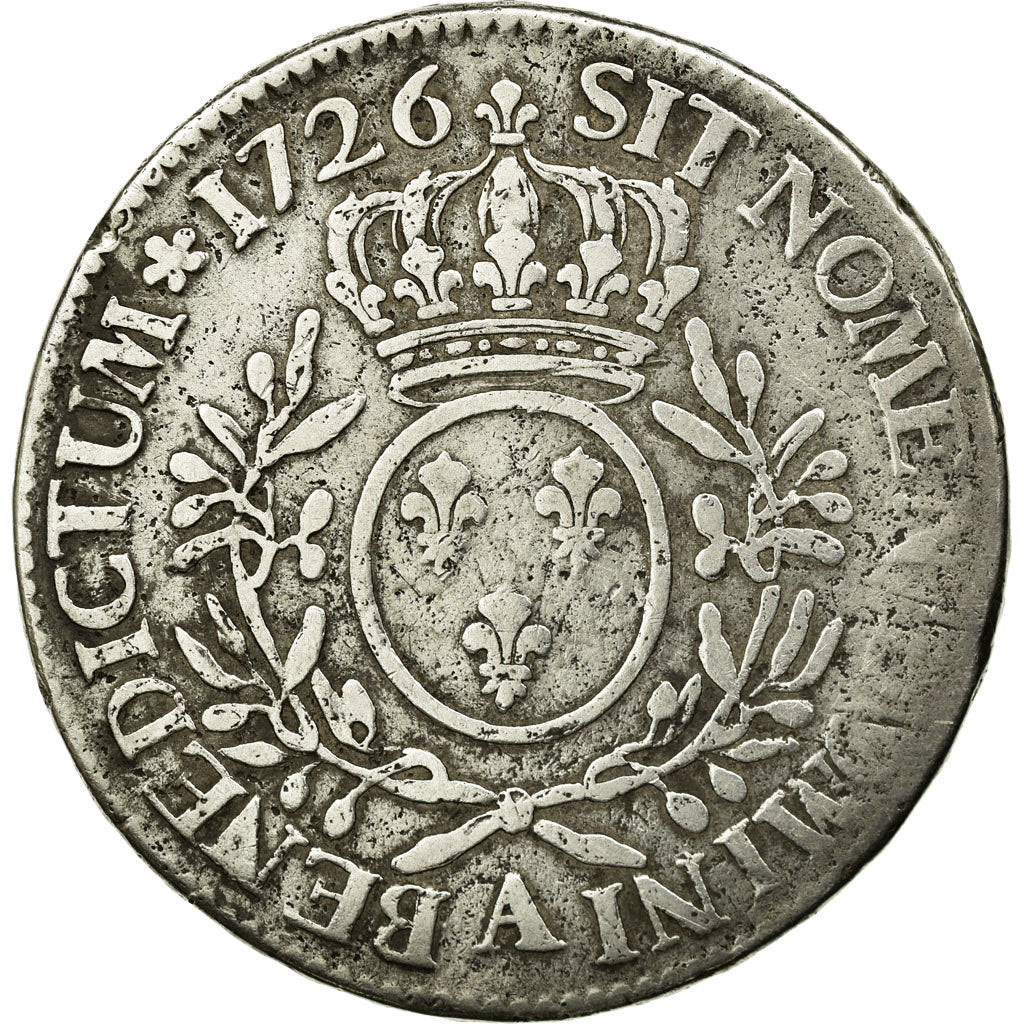 Coin, France, Louis XV, Écu aux branches d'olivier, Ecu, 1726, Paris, F(12-15)