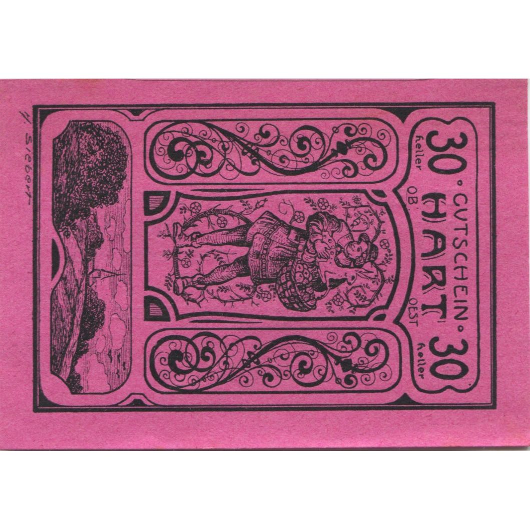 Banknote, Austria, Hart, 30 Heller, personnage, 1920 UNC(63) Mehl:FS 351IIIa