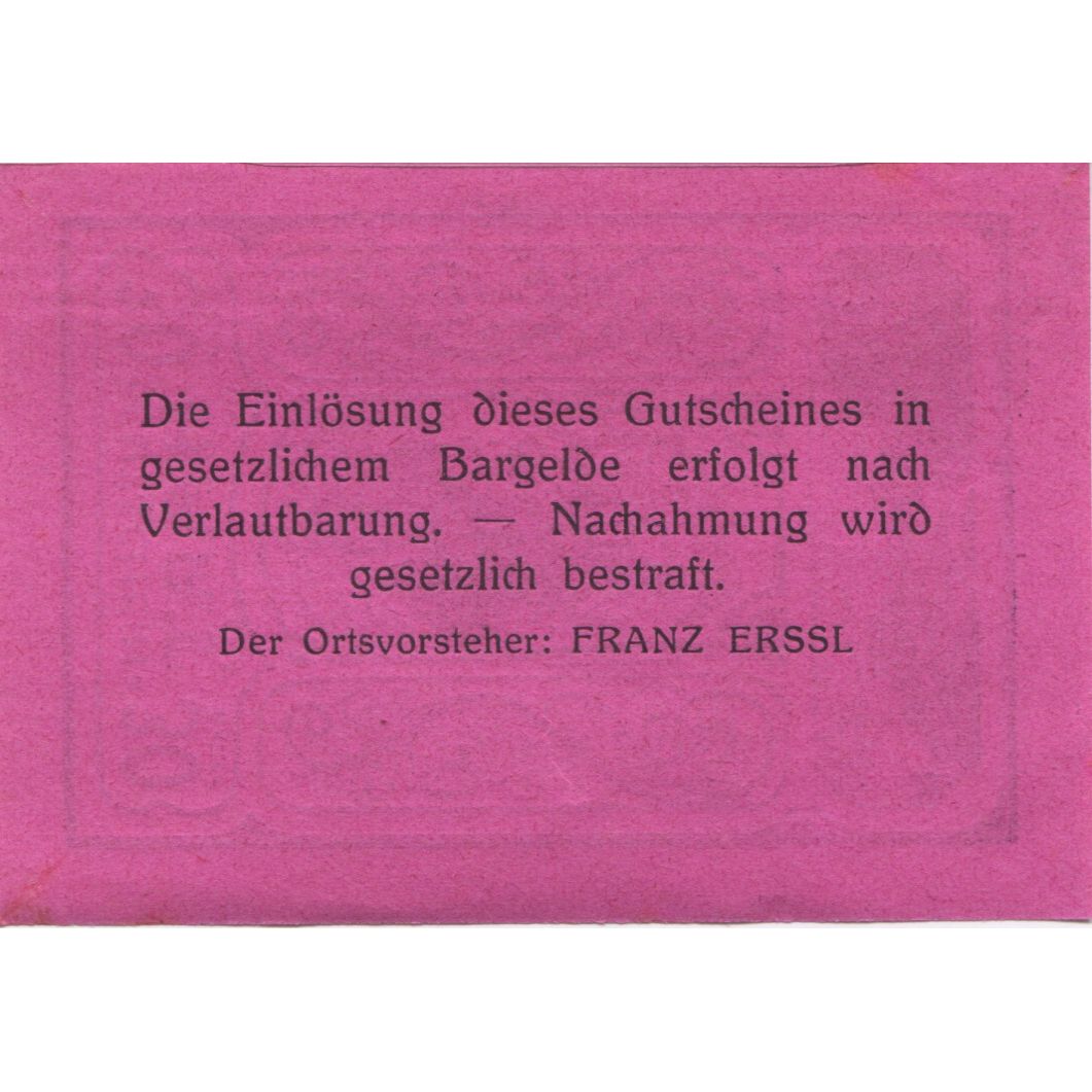 Banknote, Austria, Hart, 30 Heller, personnage, 1920 UNC(63) Mehl:FS 351IIIa