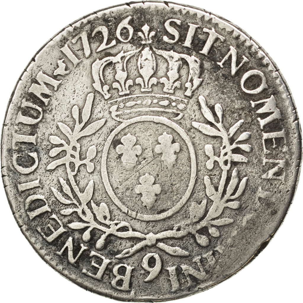 Louis XV, Ecu aux branches d'olivier 1726 Rennes, KM 486.26