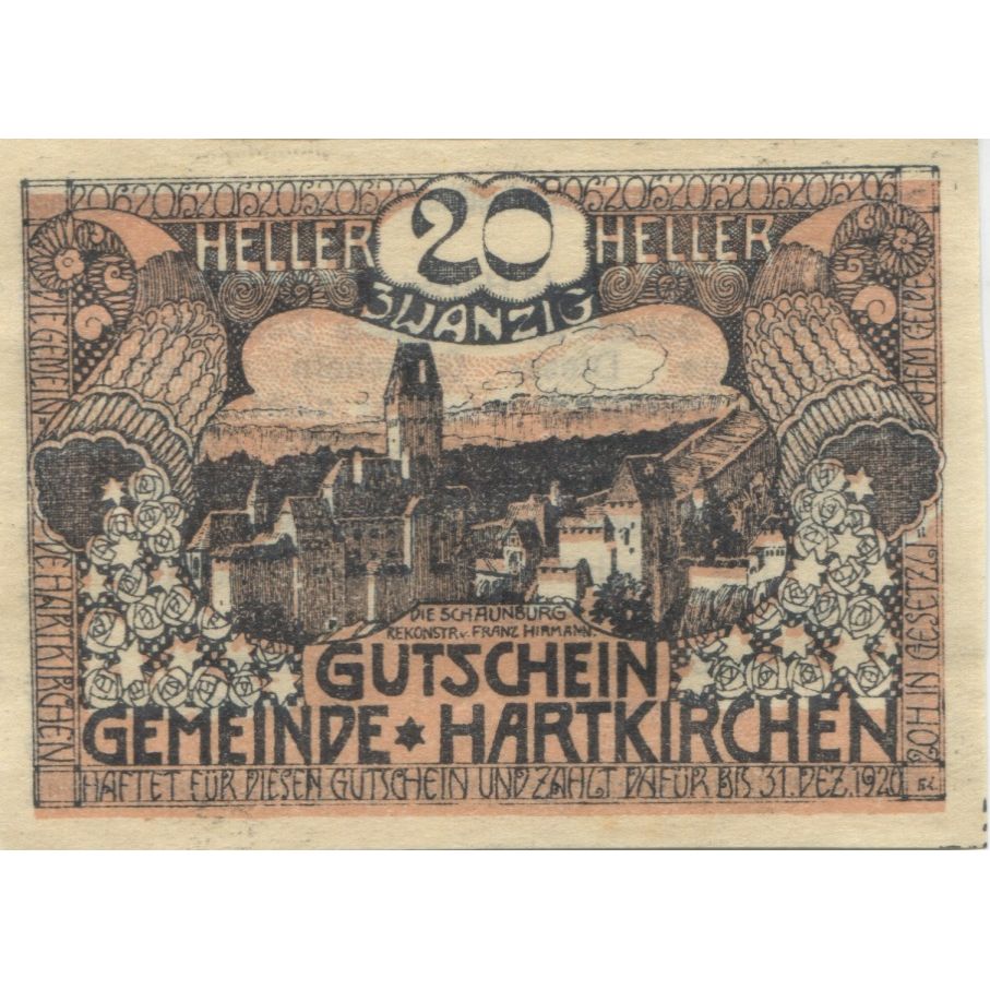 Banconote, Austria, Hartkirchen, 20 Heller, village 1920-12-31 SPL Mehl:FS 353Ia