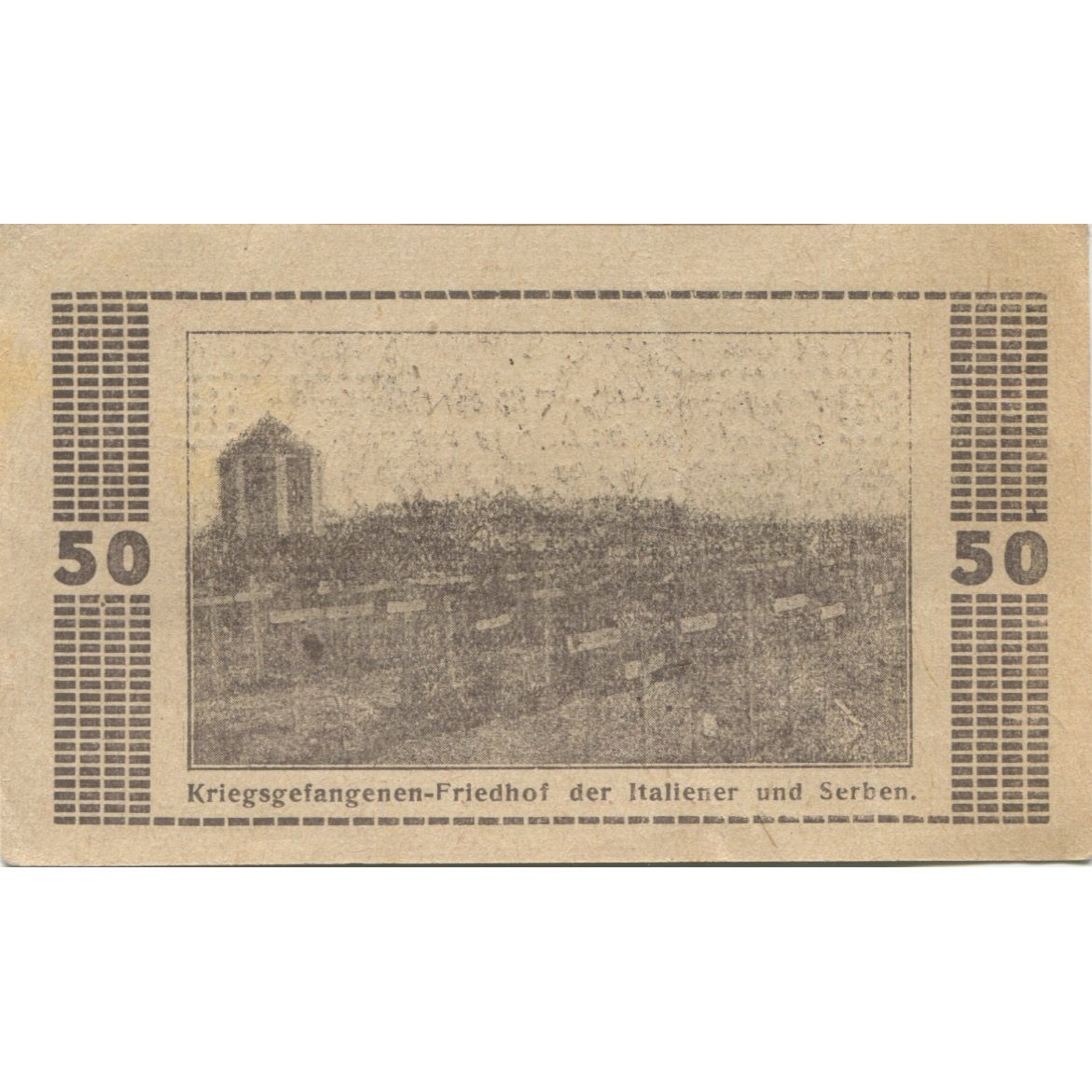 Banknote, Austria Mauthausen, 50 Heller, cimetière, 1920 AU(55-58) Mehl:FS 334Ia