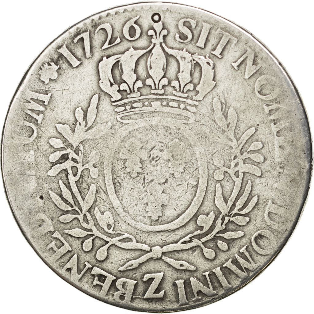 FRANCE, Écu aux branches d'olivier, ECU, 1726, Grenoble, KM #486.25, VG(8-10), .