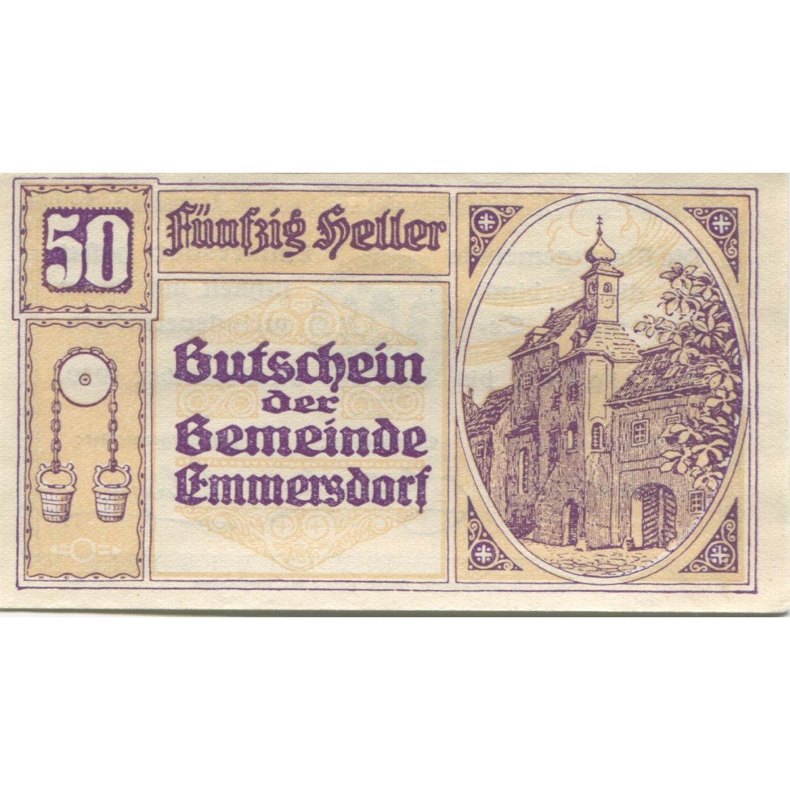 Banknote, Austria, Emmersdorf, 50 Heller, Eglise, 1920 UNC(63) Mehl:FS 171a