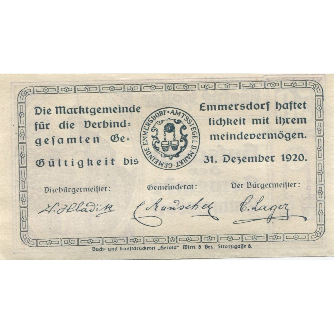 Banknote, Austria, Emmersdorf, 50 Heller, Eglise, 1920 UNC(63) Mehl:FS 171a