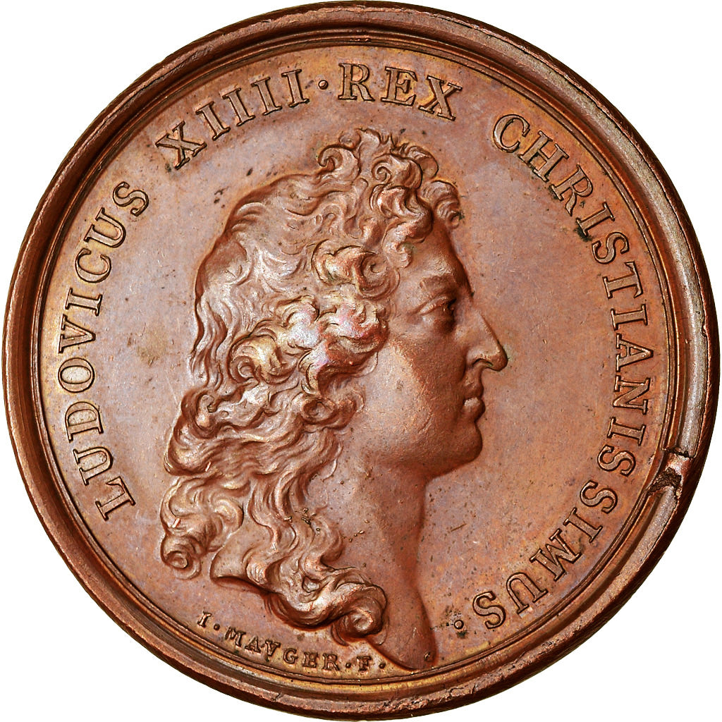 France, Medal, Louis XIV, Manufactures, 1664, Copper, Mauger, AU(55-58)