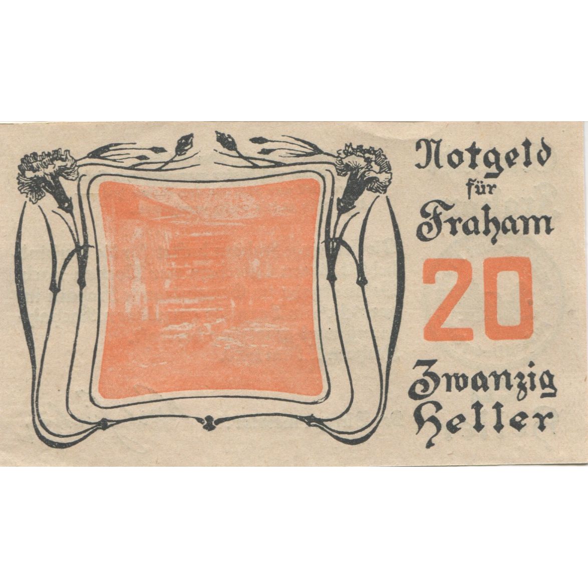 Banknote, Austria, Fraham, 20 Heller, toile, 1920, UNC(63), Mehl:FS 205b