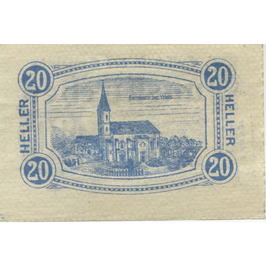 Banknote, Austria, Gunskirchen, 20 Heller, Eglise, 1920 UNC(63) Mehl:FS 309Ia