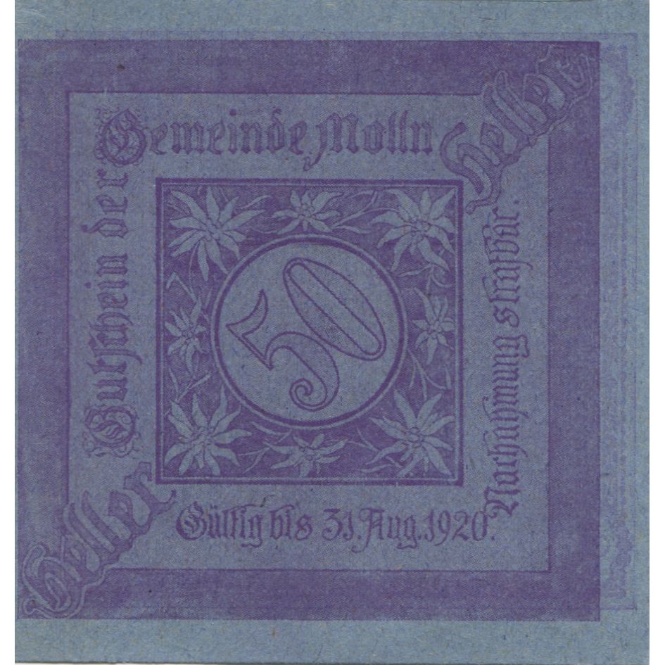 Banknote, Austria, Mölln, 50 Heller, Eglise 1920-08-31, UNC(63), Mehl:FS 625