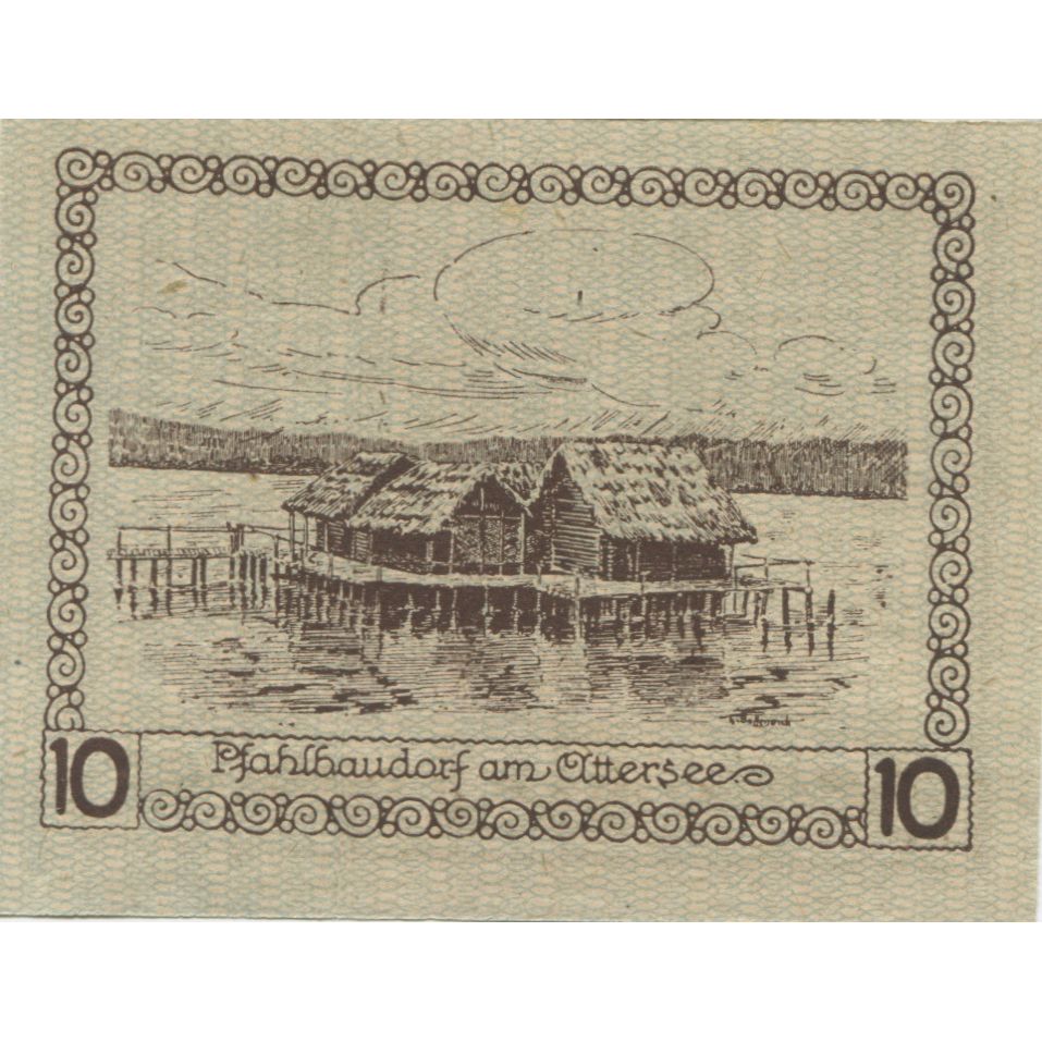 Banknote, Austria, Schörfling, 10 Heller, fleuve, 1920 UNC(63) Mehl:FS 971a