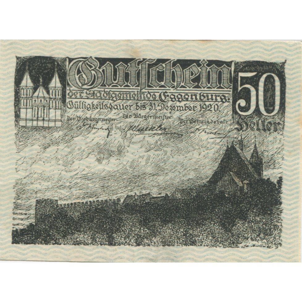 Banknote, Austria, Eggenburg, 50 Heller, Blason, 1920 AU(55-58) Mehl:FS 162a