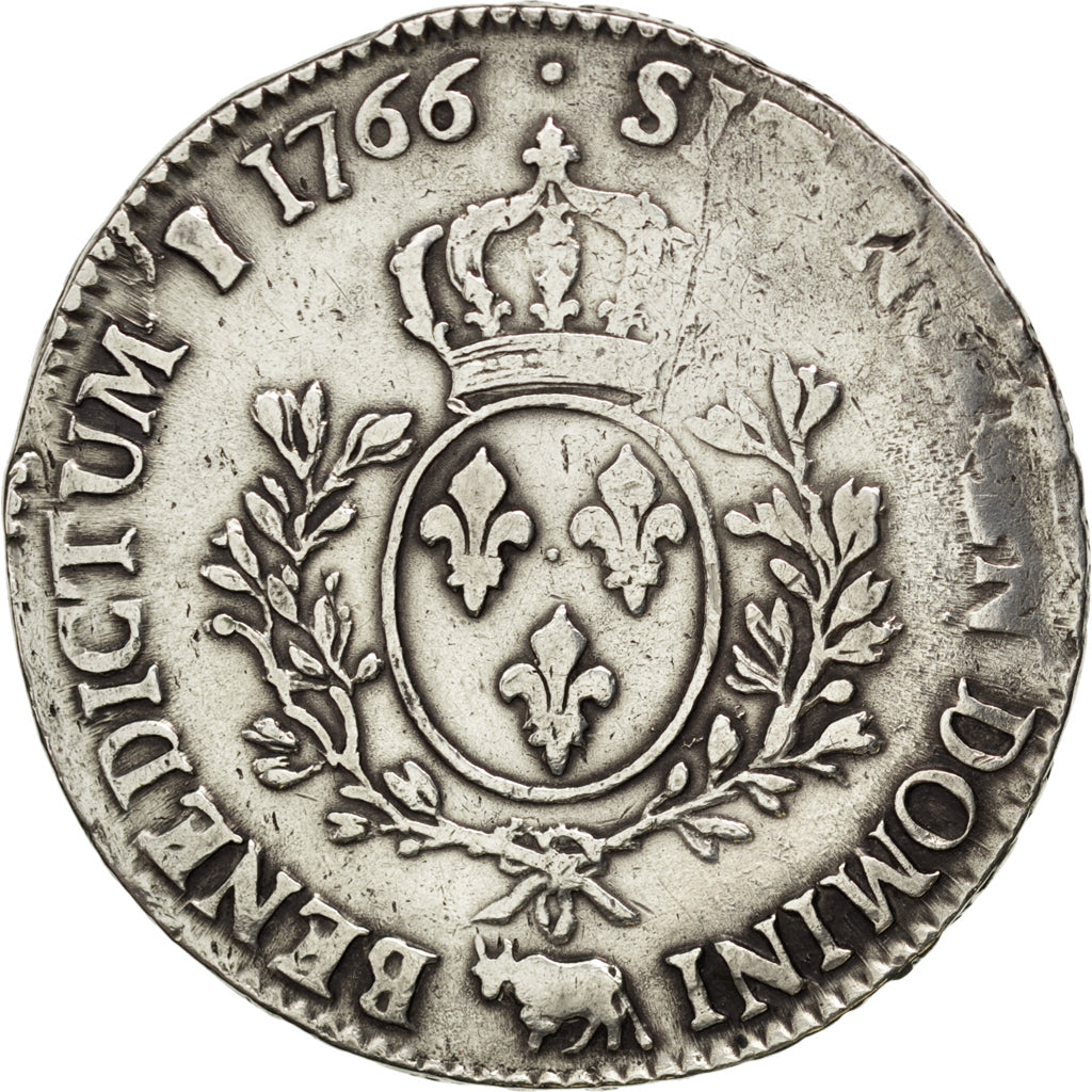 FRANCE, Écu de Béarn au bandeau, ECU, 1766, Pau, KM #518, VF(20-25), Silver, Ga.