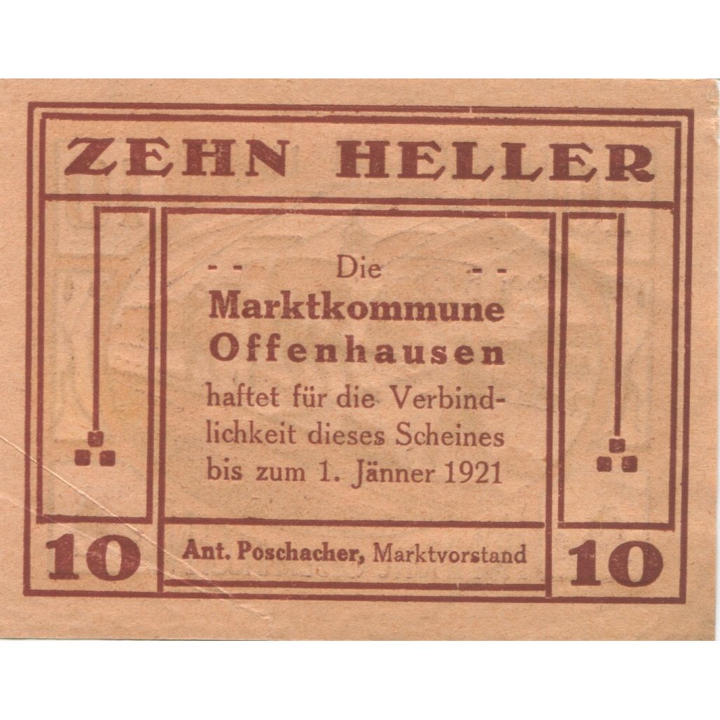Banknote, Austria, Offenhausen, 10 Heller, village, 1920, UNC(63), Mehl:FS 705a