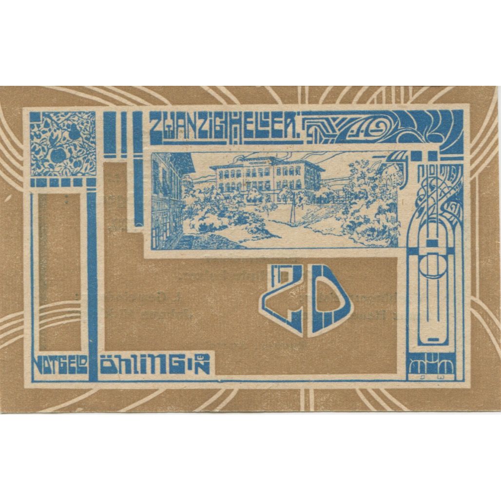 Banknote, Austria, Oehling, 20 Heller, montagne, 1920 UNC(63) Mehl:FS 707a