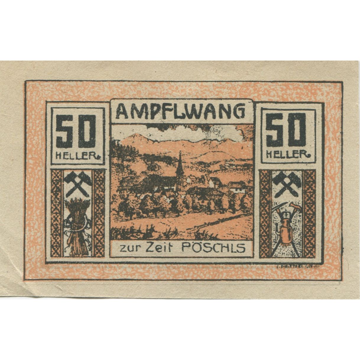 Geldschein, Österreich, Ampflwang, 50 Heller, village 1920-12-31 VZ+ Mehl:FS 36a