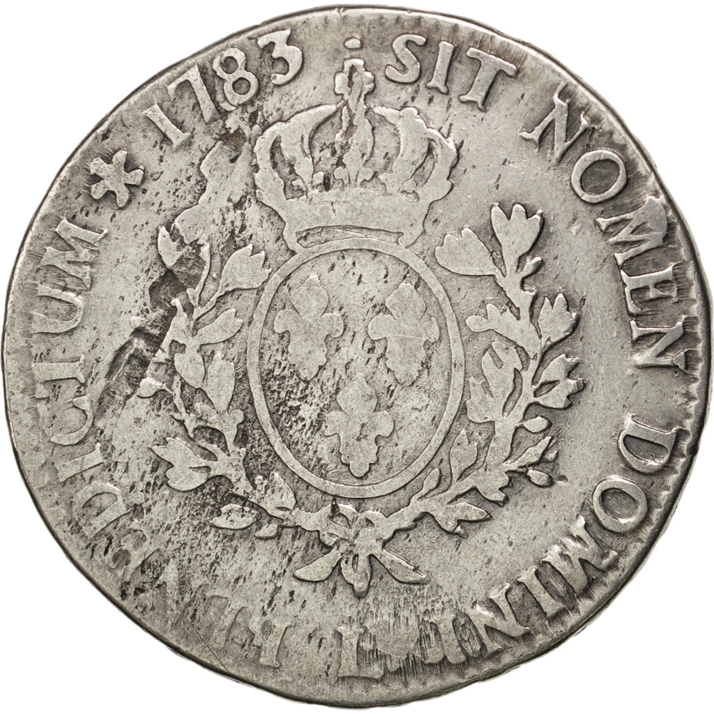 FRANCE, Écu aux branches d'olivier, ECU, 1783, Bayonne, KM #564.9, VG(8-10), ...