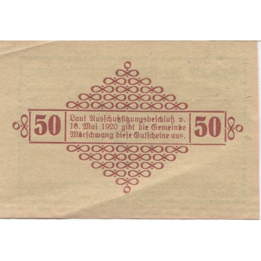 Banknote, Austria, Morschwang, 50 Heller face value 1920 UNC(63) Mehl:FS 629b