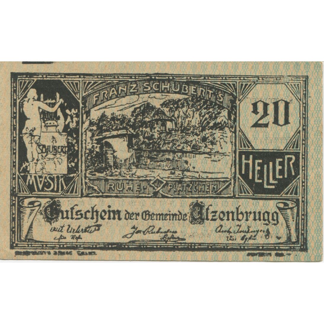 Banknote, Austria, Atzenbrugg, 20 Heller, Maison, 1920 UNC(63) Mehl:FS 63IIa