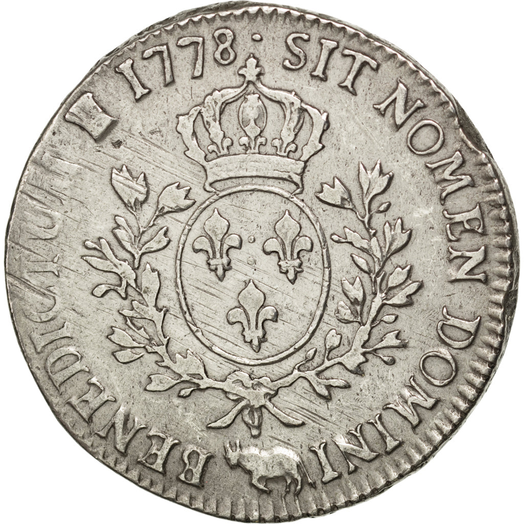 FRANCE, Écu de Béarn aux branches d'olivier, ECU, 1778, Pau, KM #572, VF(20-25),