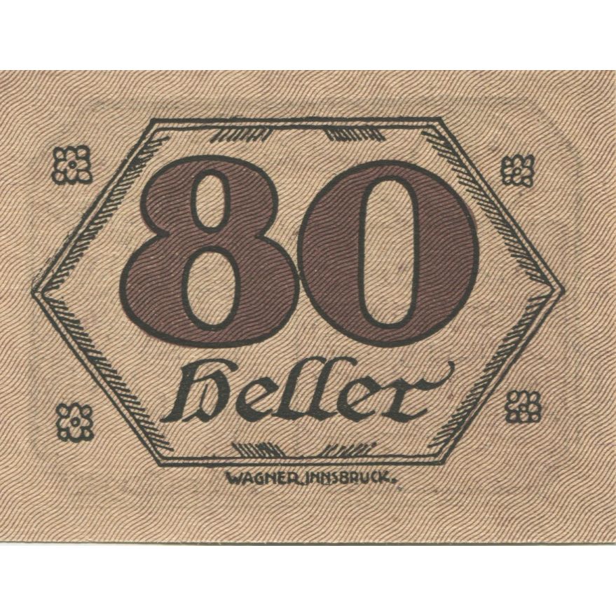 Banknote, Austria, Brandenberg, 80 Heller, blé 1920-12-31, UNC(63) Mehl:FS 99c