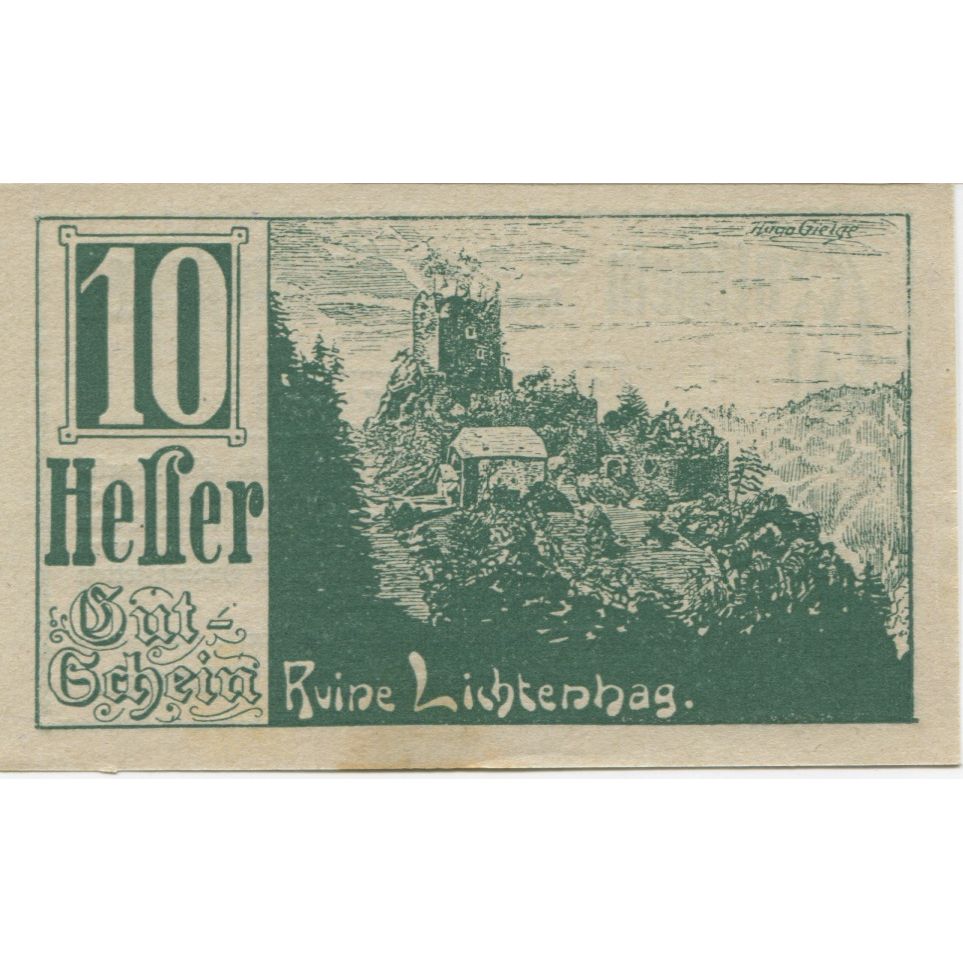 Biljet, Oostenrijk, Gramastetten, 10 Heller, ruine 1920-05-01, SPL Mehl:FS 256