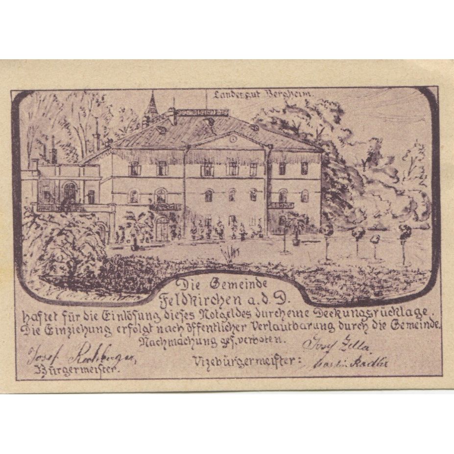 Banknote, Austria, Feldkirchen, 20 Heller, château, 1920, UNC(63), Mehl:FS 197b