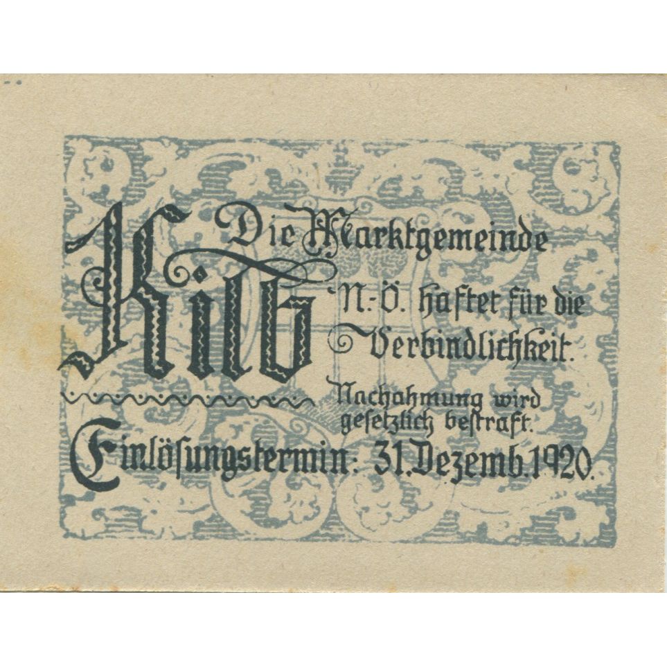 Banknote, Austria, Kilb, 20 Heller, rue 1920-12-31, AU(55-58), Mehl:FS 436
