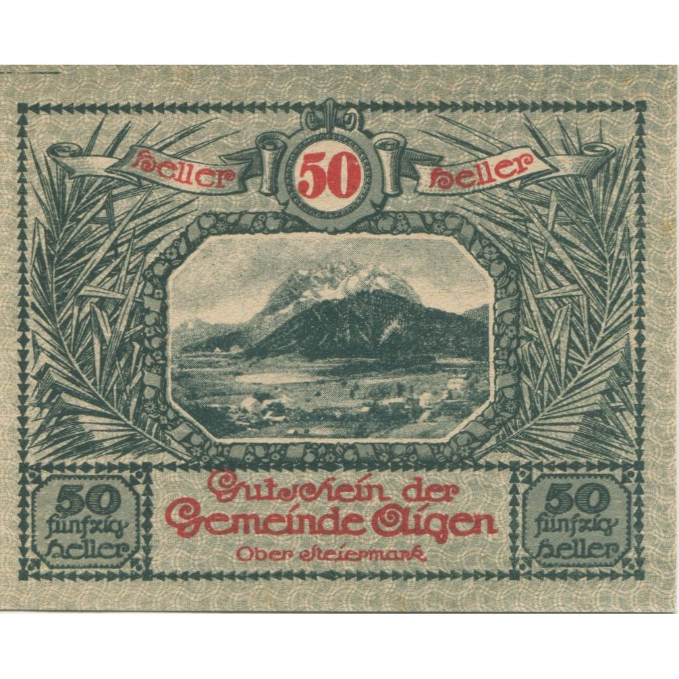 Banknote, Austria, Aigen, 50 Heller, montagne 1920-07-17, UNC(63) Mehl:FS 14a