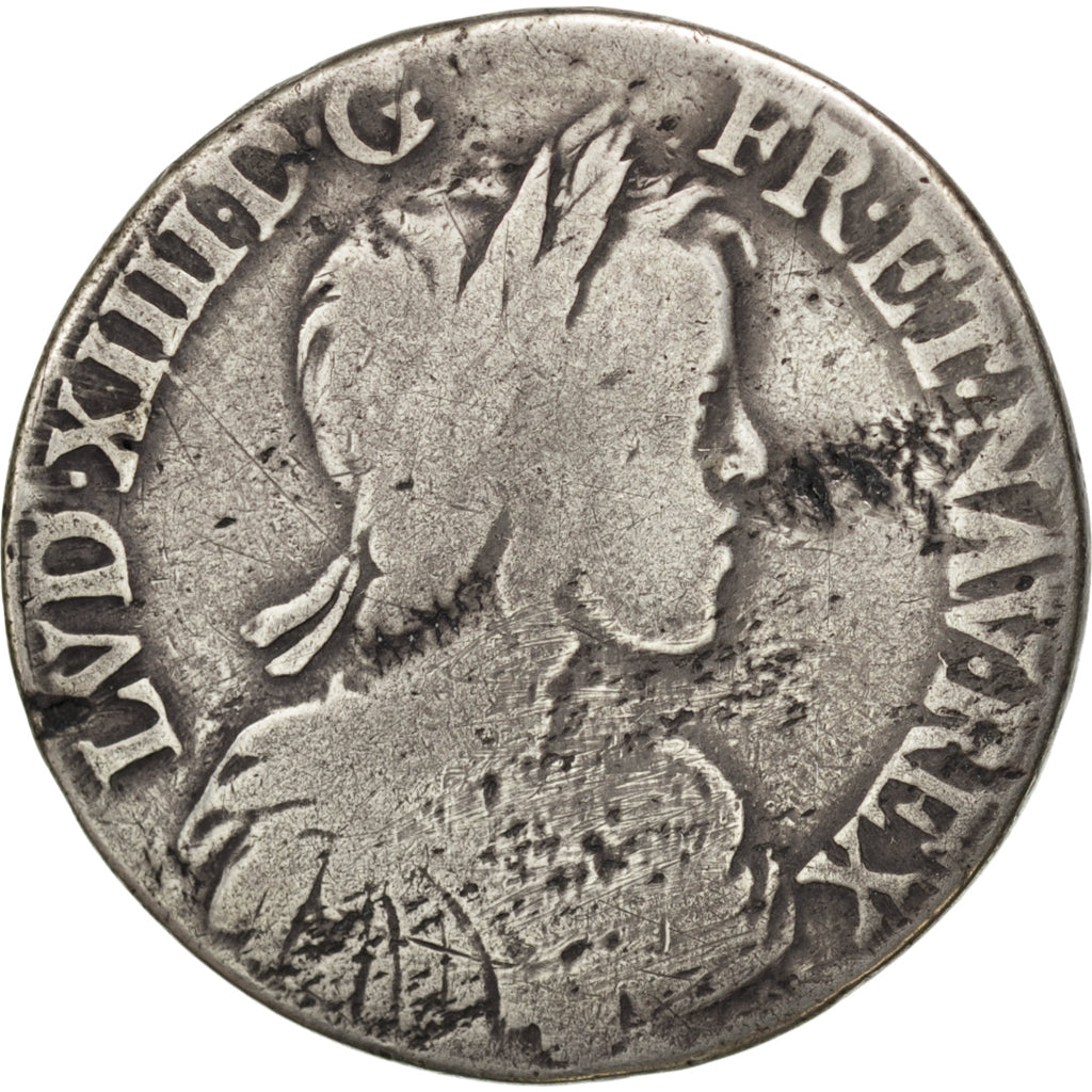 FRANCE, 1/2 Écu à la mèche longue, 1/2 ECU, 1652, Poitiers, KM #164.8, F(12-15),