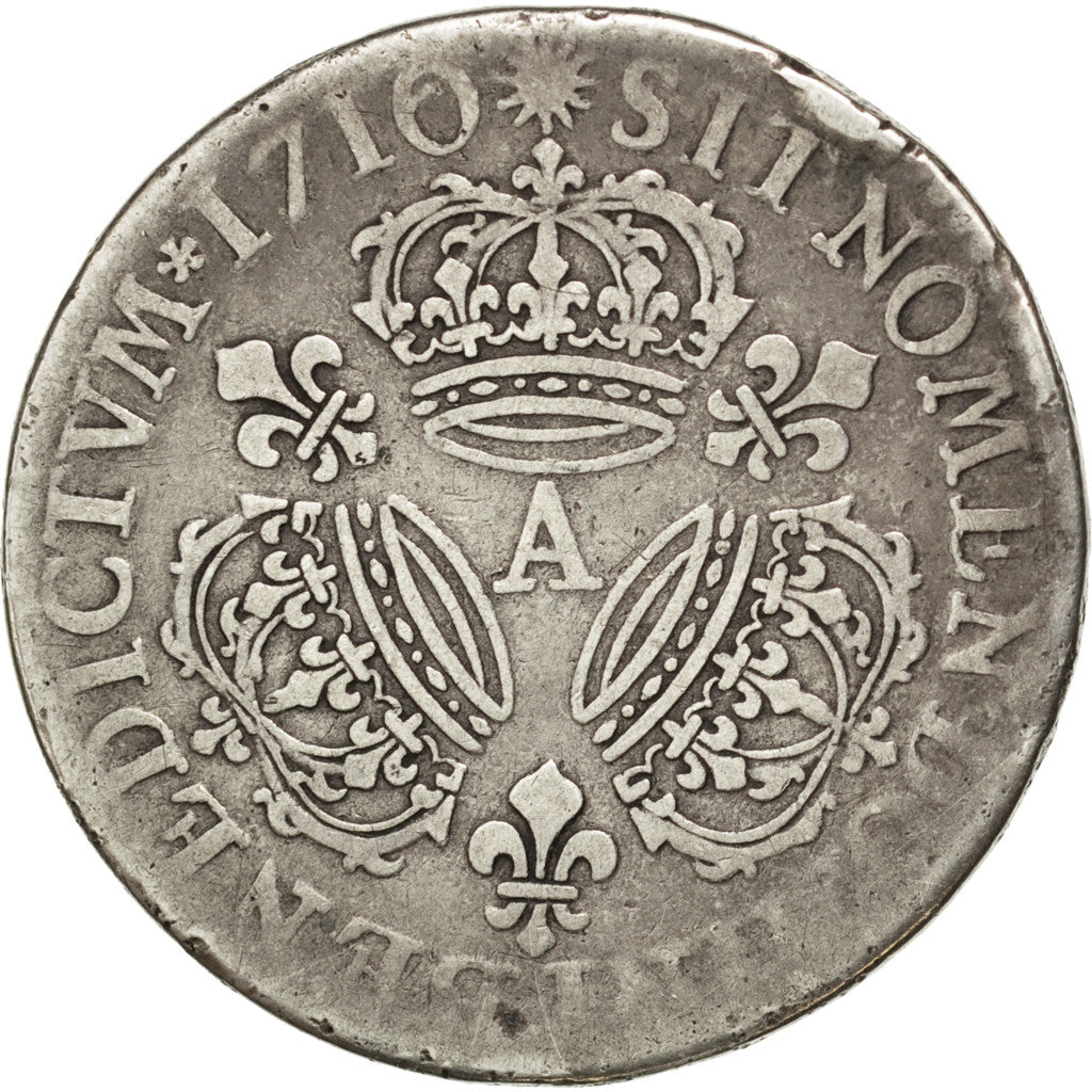 FRANCE, 1/2 Écu aux 3 couronnes, 1/2 ECU, 36 Sols = 6 Deniers, 1710, Paris, KM .
