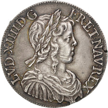 FRANCE, 1/2 Écu à la mèche longue, 1/2 ECU, 1650, Bordeaux, KM #164.11, AU(50-53
