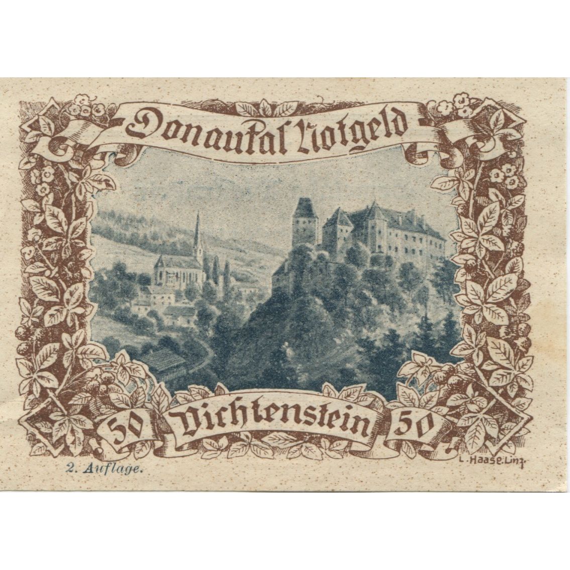 Banknote, Austria, Donautal, 50 Heller, château, 1920, UNC(63), Mehl:FS 127d
