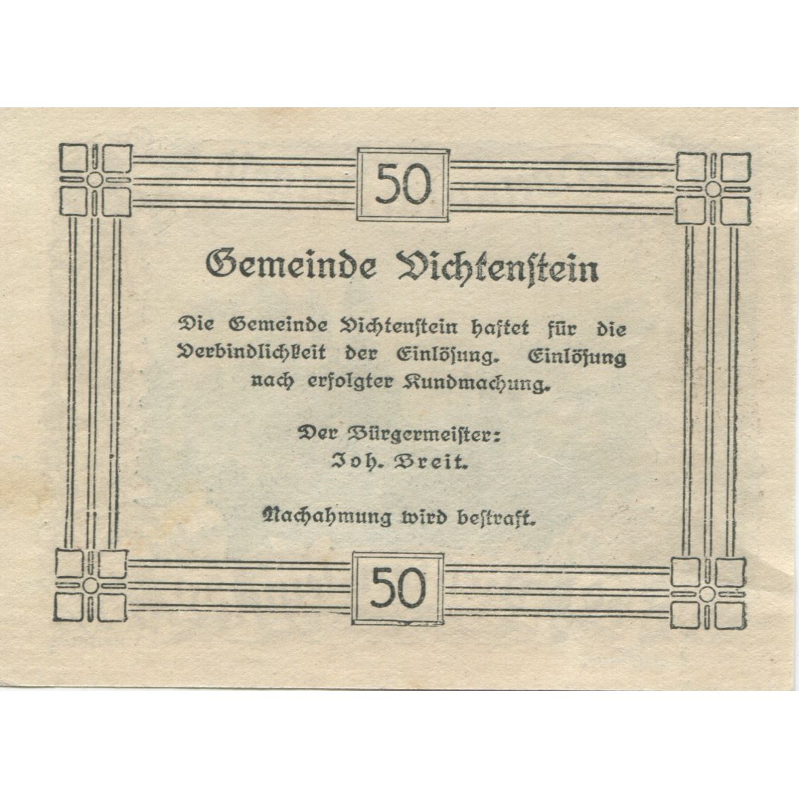 Banknote, Austria, Donautal, 50 Heller, château, 1920, UNC(63), Mehl:FS 127d