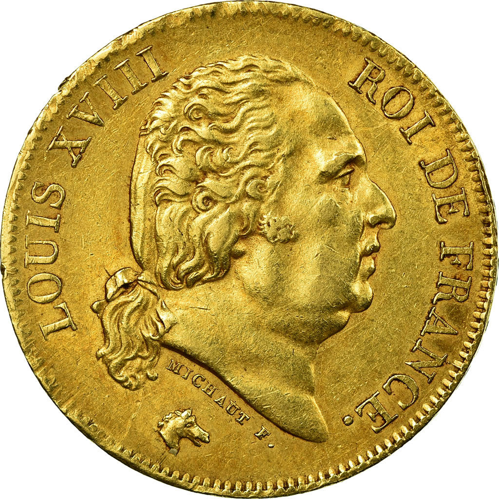 Coin, France, Louis XVIII, Louis XVIII, 40 Francs, 1818, Lille, AU(50-53), Gold