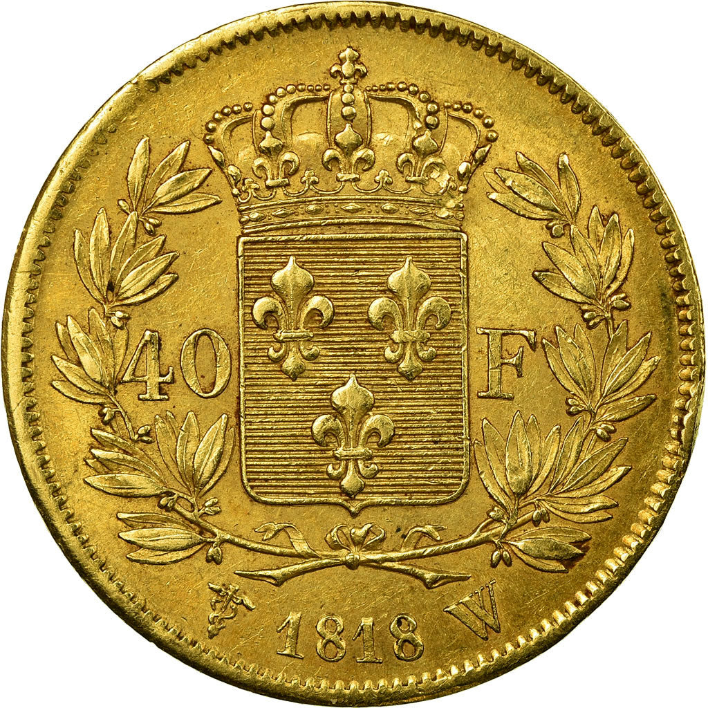 Coin, France, Louis XVIII, Louis XVIII, 40 Francs, 1818, Lille, AU(50-53), Gold
