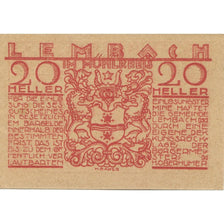 Banknote, Austria, Lembach, 20 Heller, paysage, 1920, UNC(63), Mehl:FS 510e