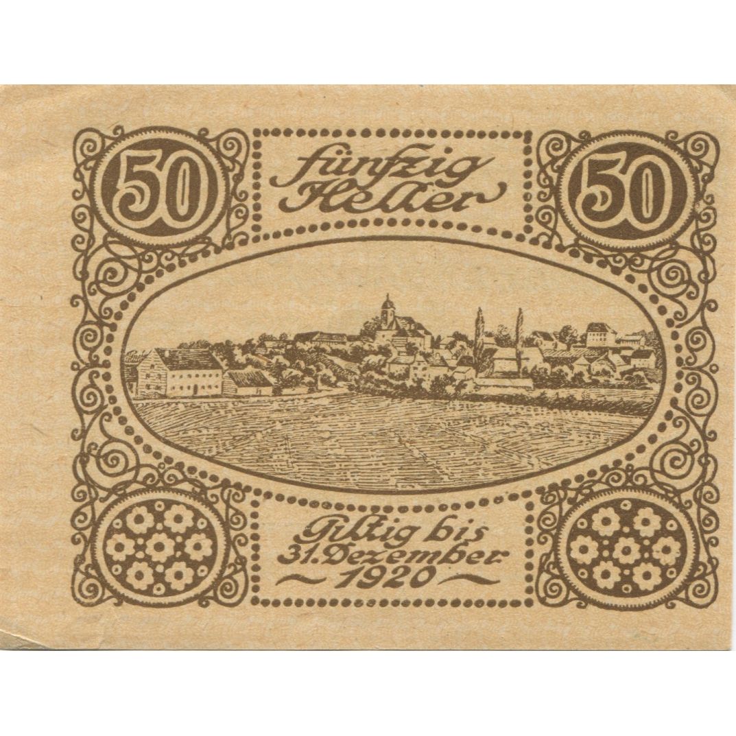 Banconote, Austria, Thanstetten, 50 Heller, village, 1920 SPL Mehl:FS 1068a