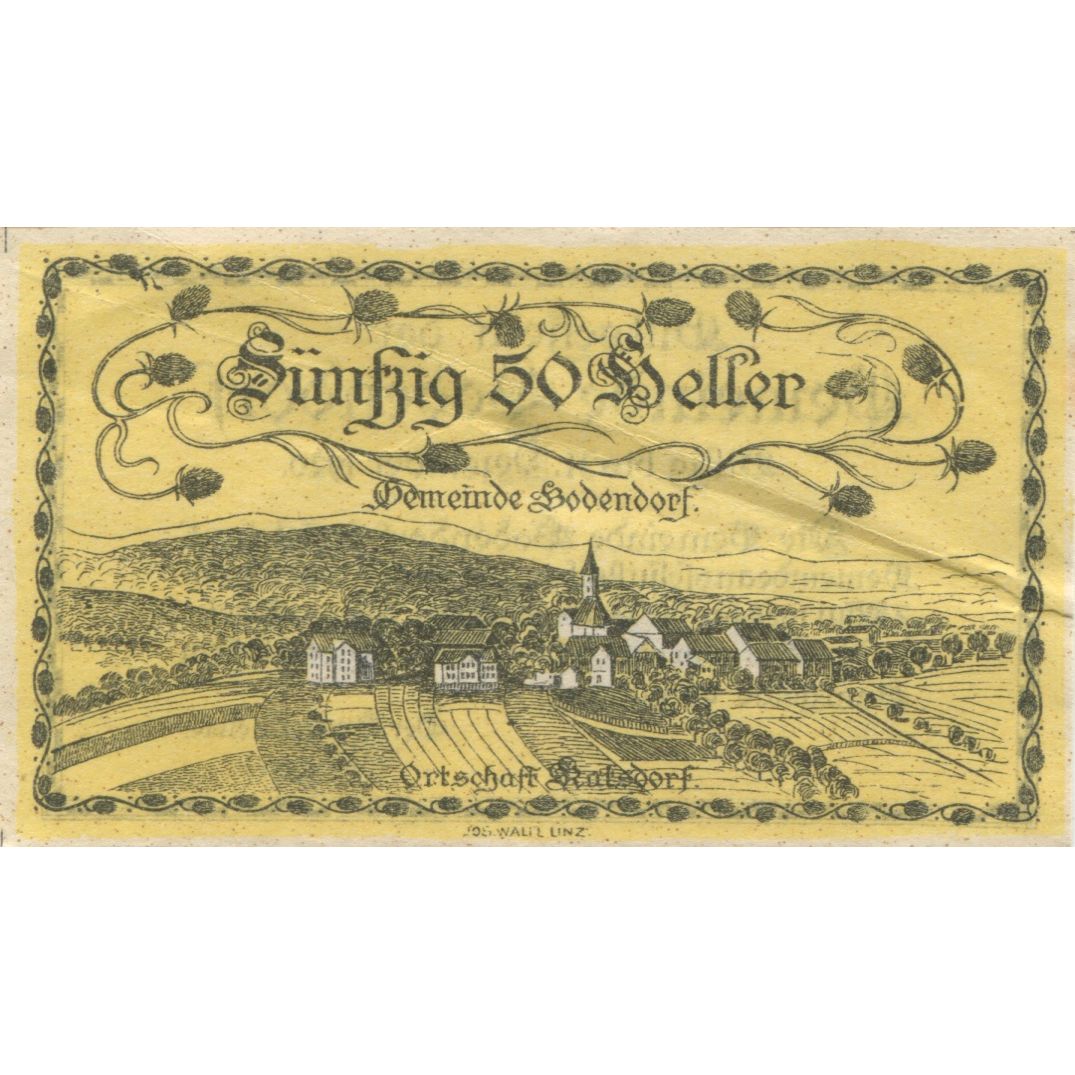 Geldschein, Österreich, Bodendorf, 50 Heller, village 1921 UNZ- Mehl:FS 96Ia
