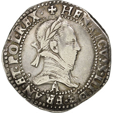 FRANCE, Franc au Col Plat, 1586, Paris, EF(40-45), Silver, Sombart #4714, 14.09
