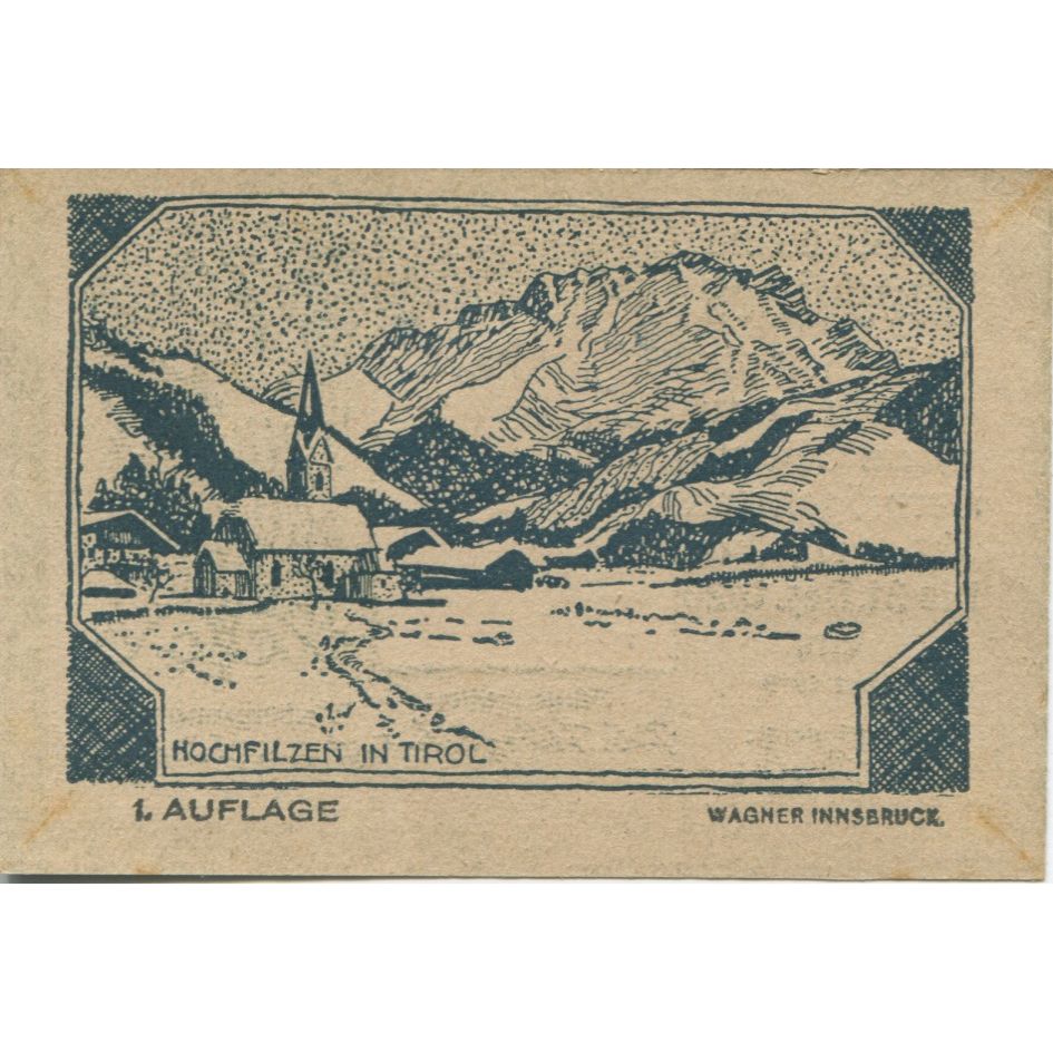 Banknote, Austria, Hochfilzen, 75 Heller, skieur, 1920 UNC(63) Mehl:FS 382a